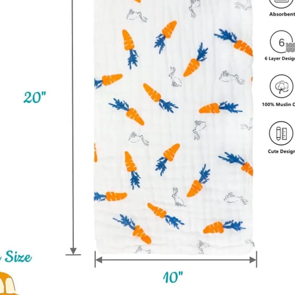 Muslin Burp Cloths Cotton Burping and bath Cloth